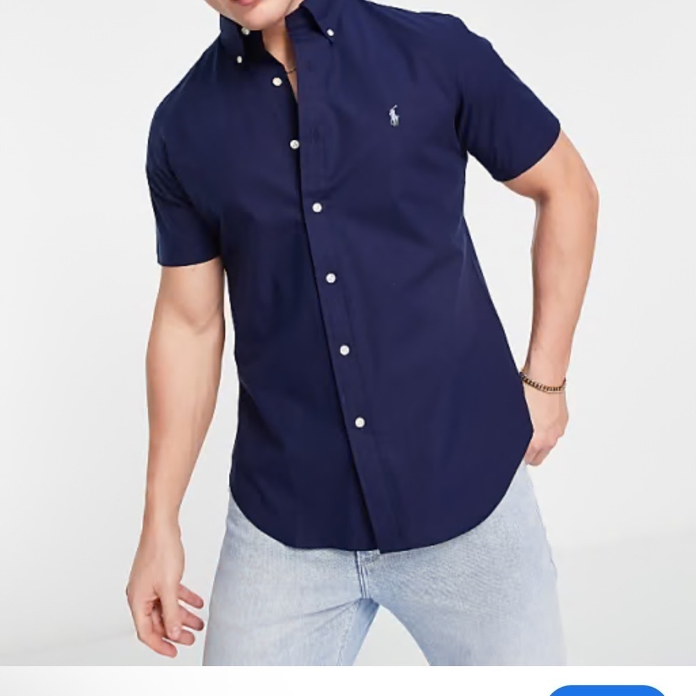 Polo Ralph Lauren short sleeved oxford shirt size small (8) navy blue NWOT